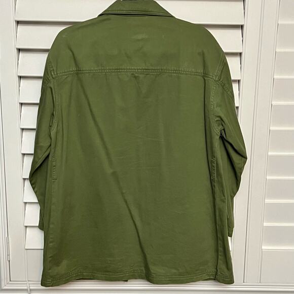 Jacket With Belt Long Sleeve Button Down Army Green Jacket Shirt - Picture 2 of 15